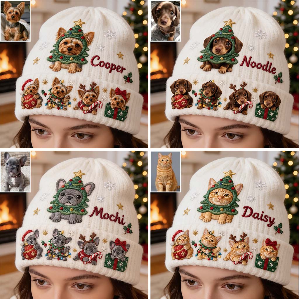 Merry Christmas - Personalized Dog Beanie Hat
