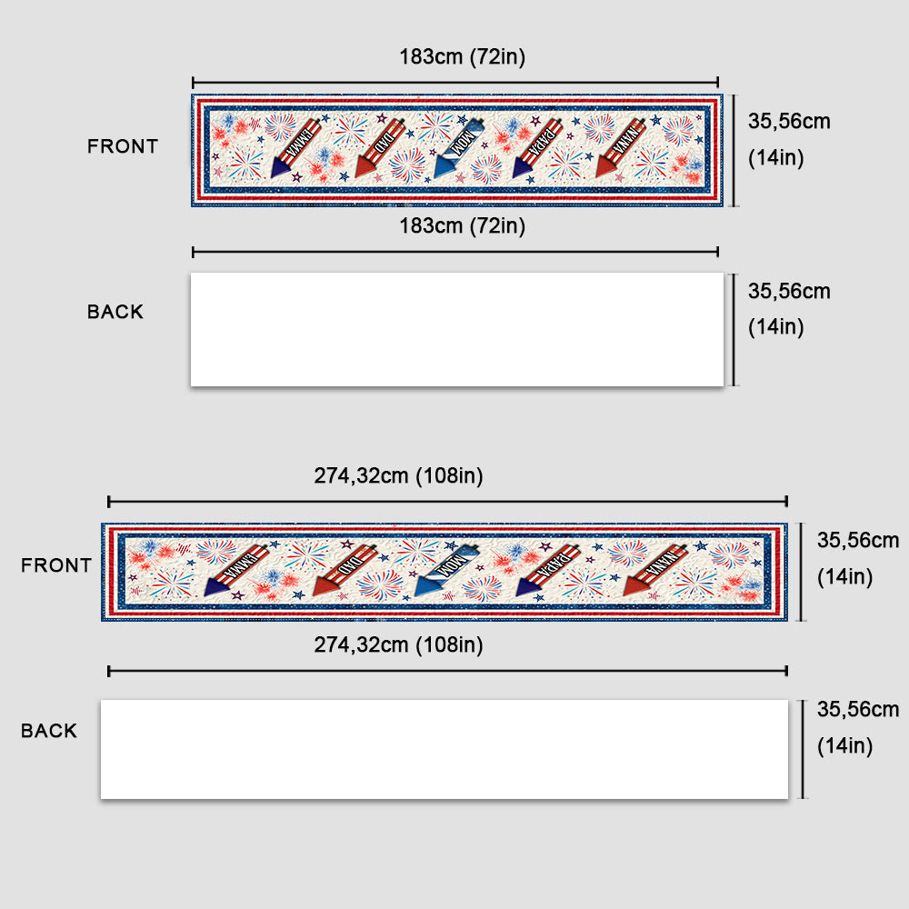 Fröhlichen 4. Juli – Personalisierter Tischläufer zum Unabhängigkeitstag/4. Juli