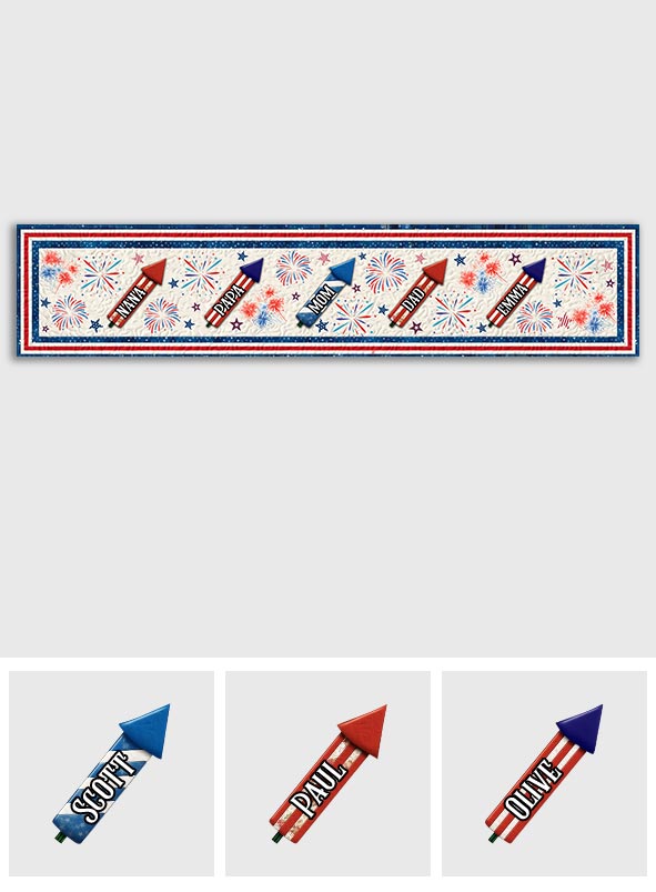 Fröhlichen 4. Juli – Personalisierter Tischläufer zum Unabhängigkeitstag/4. Juli