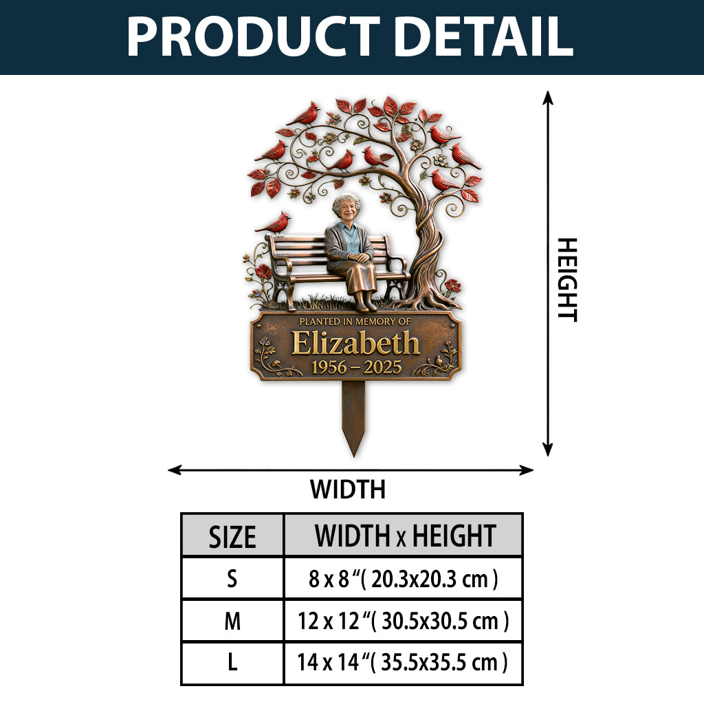 Memorial Garden Stake Cardinal Remembrance Gift - Personalized Memorial 3D Printed Cut Metal Sign