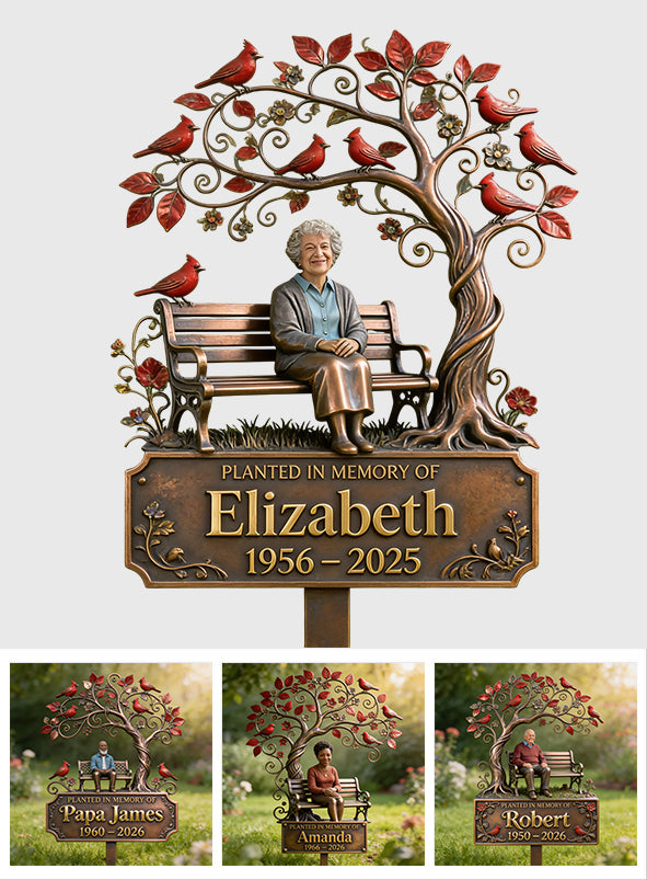 Memorial Garden Stake Cardinal Remembrance Gift - Personalized Memorial 3D Printed Cut Metal Sign