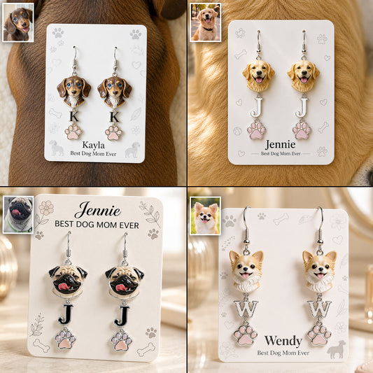 Dog Mom - Personalized Dog Earrings With Card