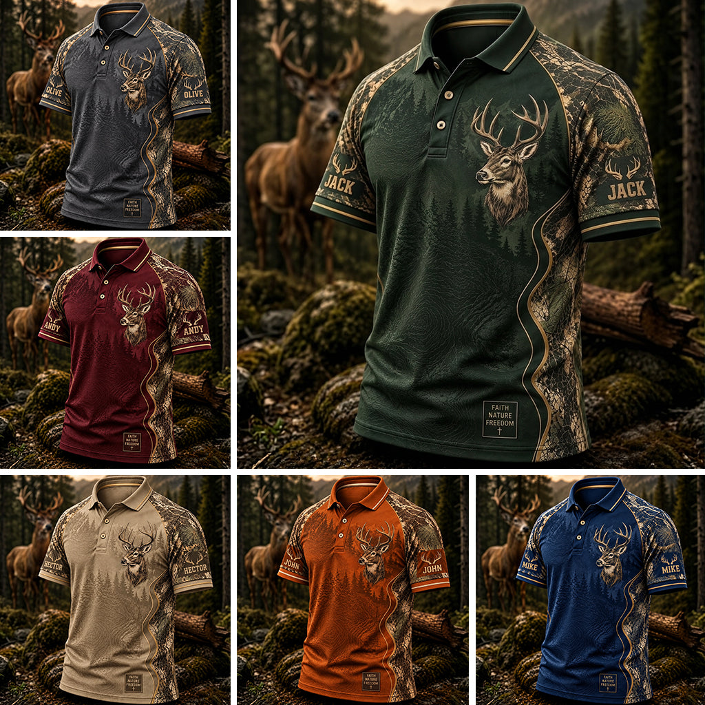 Faith Nature Freedom - Personalized Hunting Polo Shirt