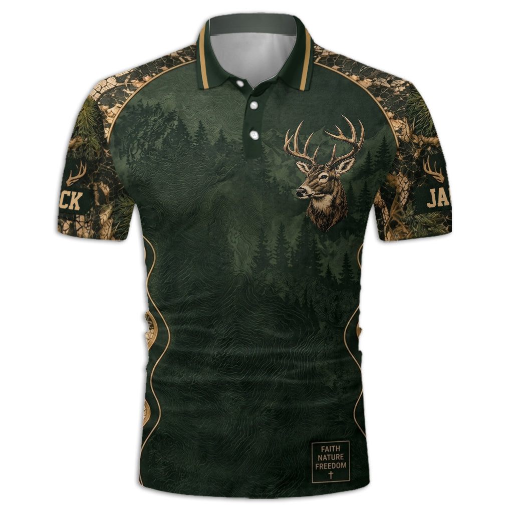 Faith Nature Freedom - Personalized Hunting Polo Shirt