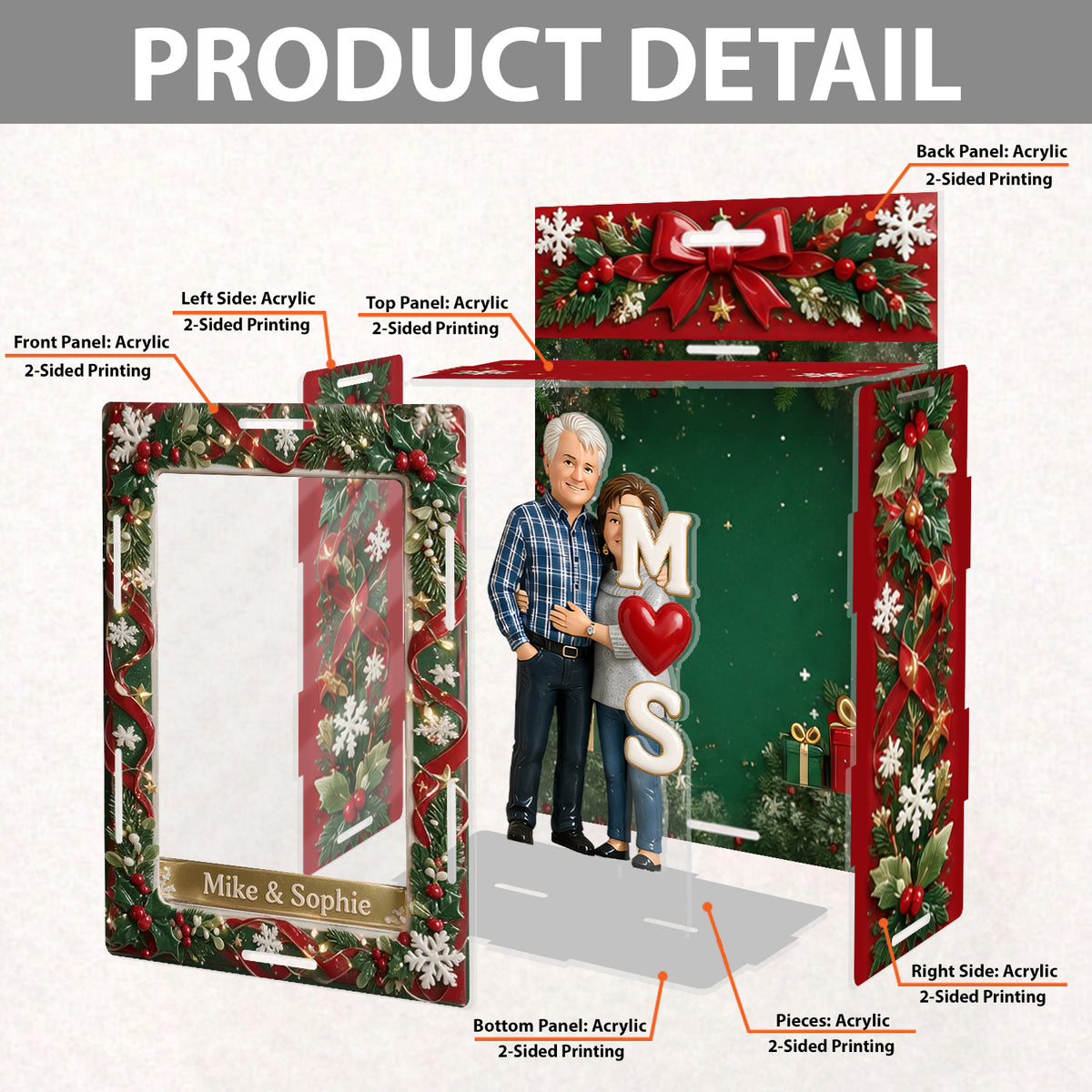 Custom Couple Christmas Ornament From Any Photo - Personalized Couple Acrylic Box Ornament