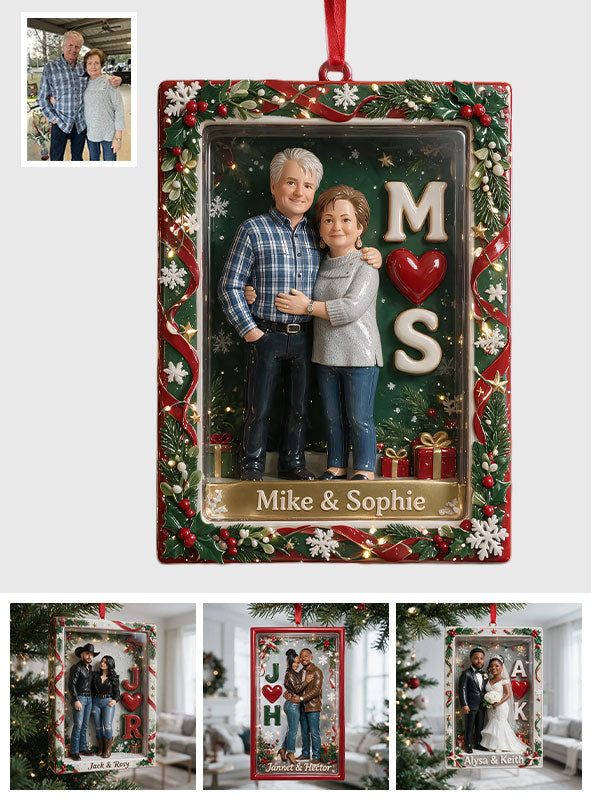 Custom Couple Christmas Ornament From Any Photo - Personalized Couple Acrylic Box Ornament