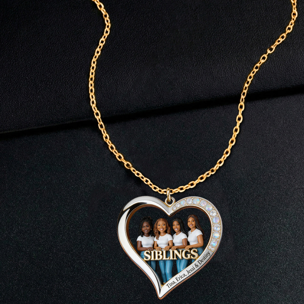 Custom Any Photo Gift For Sister - Personalized Sister Shaped Metal Pendant Necklace