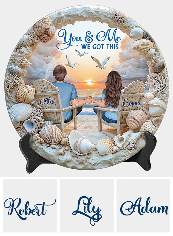 „Du und ich, wir schaffen das“ – Personalisierter runder Keramikteller für Paare