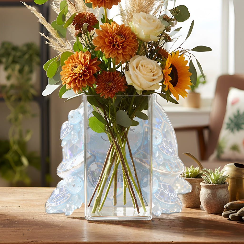 Cute Sparkling Turtle Mom - Personalized Turtle Acrylic Pot