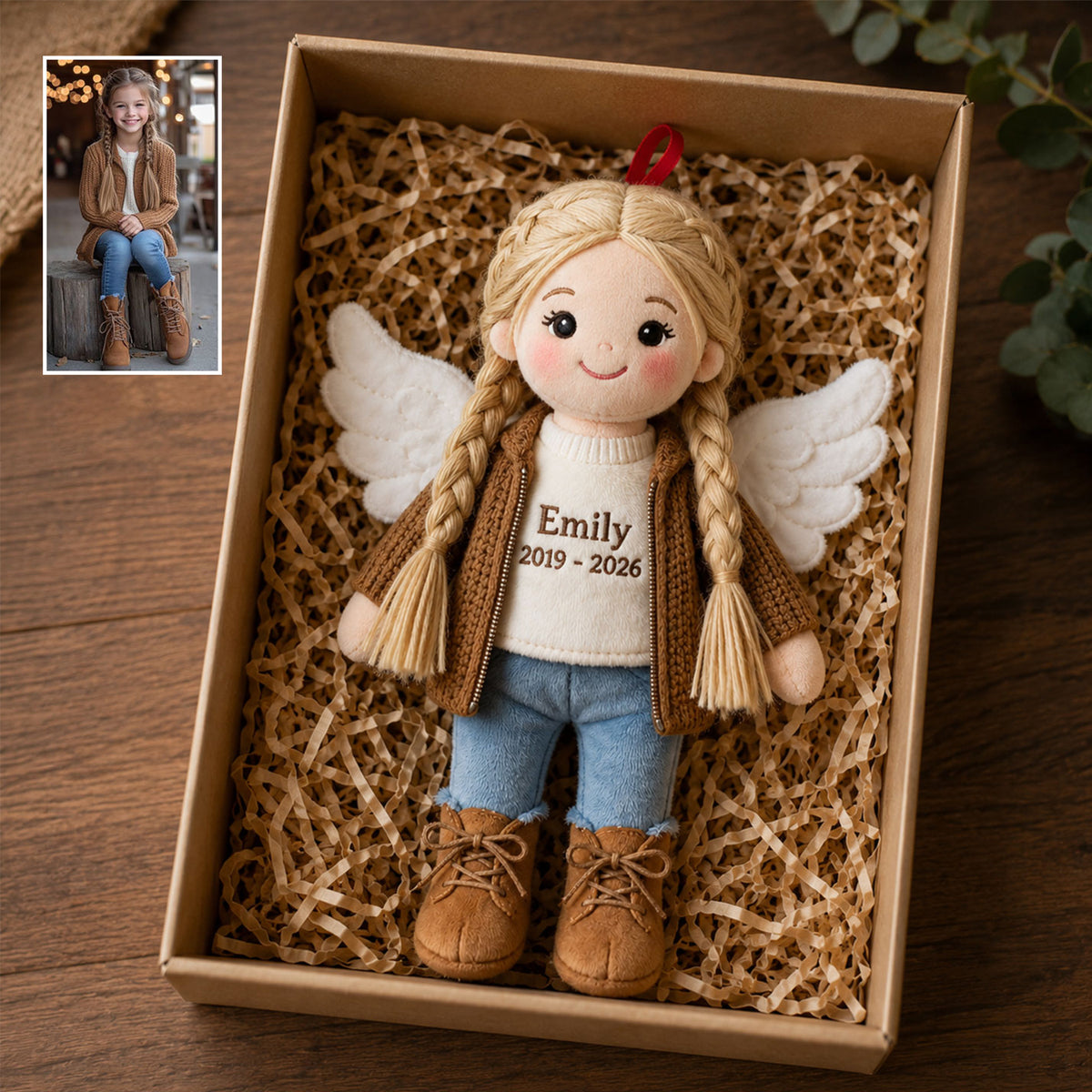 Memorial Gift set - Personalized Fur Pillow & Plush Ornament & Plaque