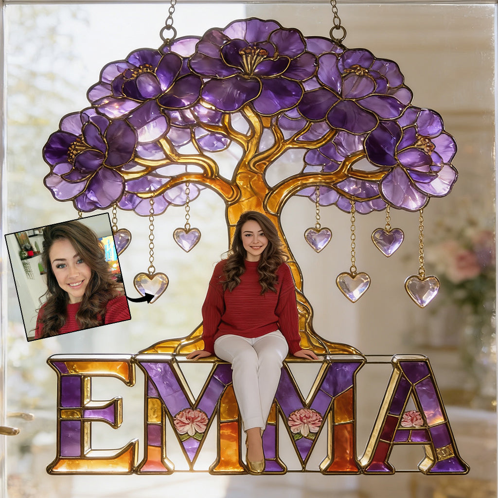 Geburtsmonatsblume mit Foto – Personalisierter Fensterhänger mit Selbstliebe-Sonnenfänger 