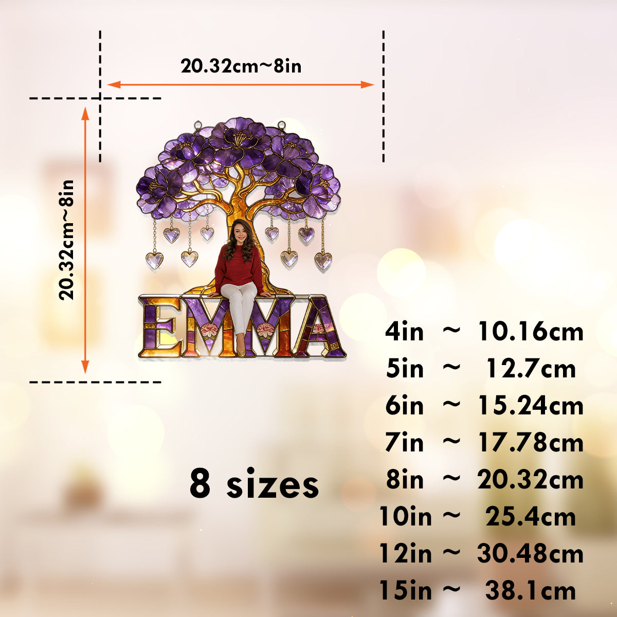 Geburtsmonatsblume mit Foto – Personalisierter Fensterhänger mit Selbstliebe-Sonnenfänger 