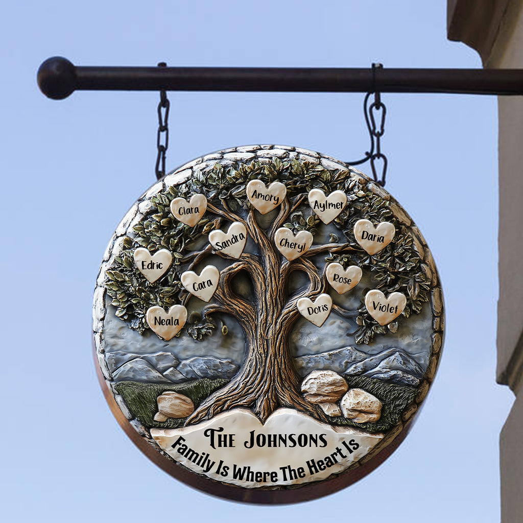 Frohe Weihnachten – Personalisiertes rundes Metallschild für die Familie