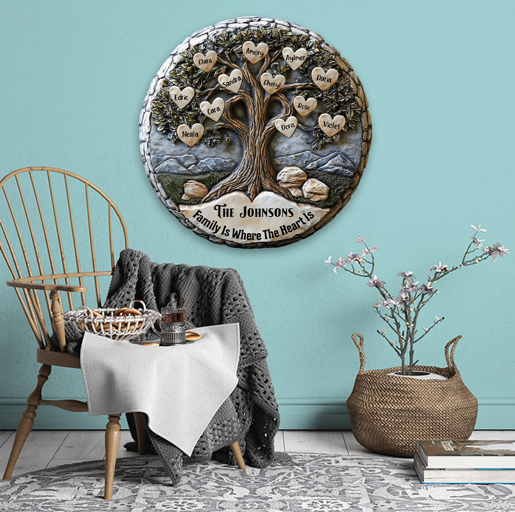 Frohe Weihnachten – Personalisiertes rundes Metallschild für die Familie