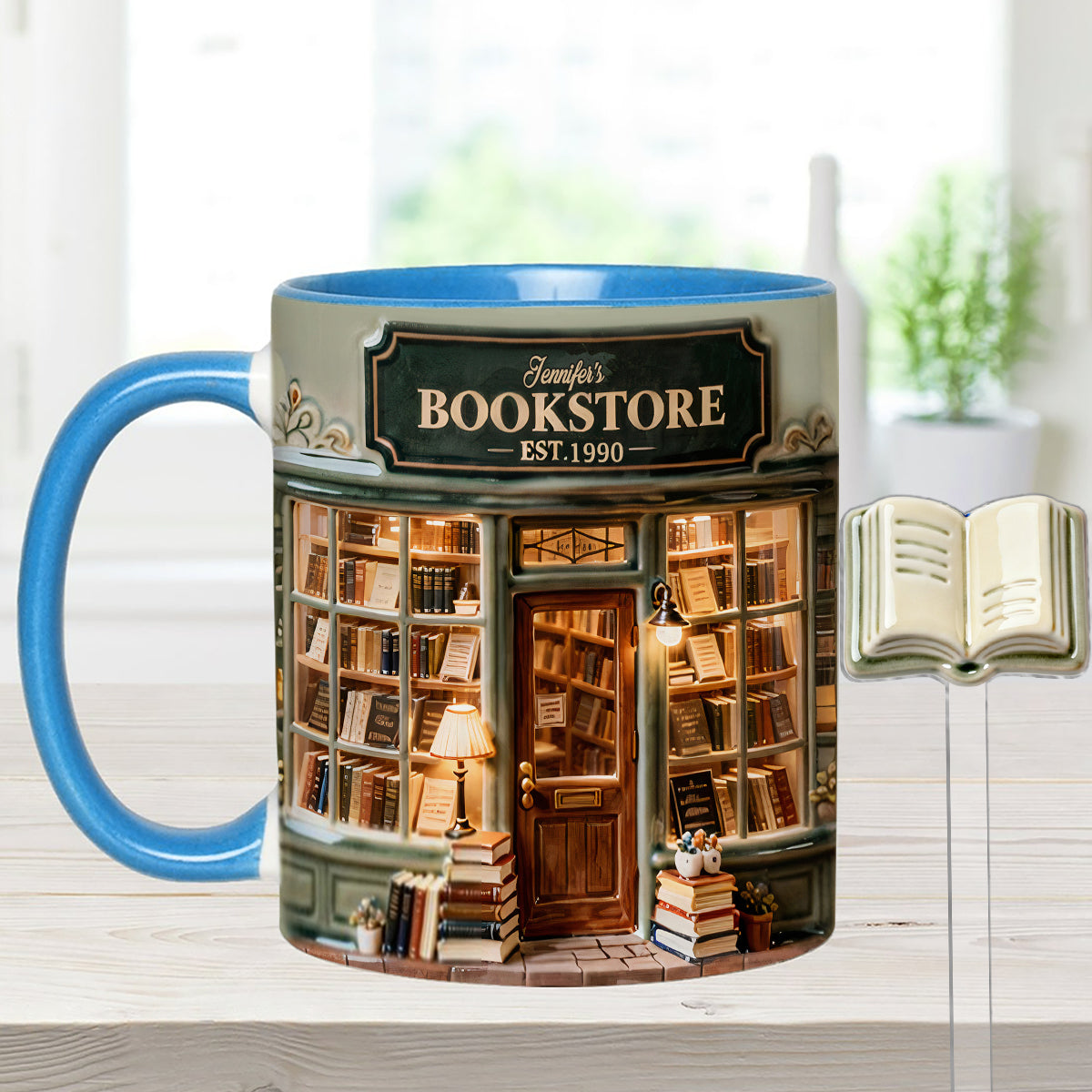 Love Books - Personalized Book Set Accent Mug with Acrylic Stirrers