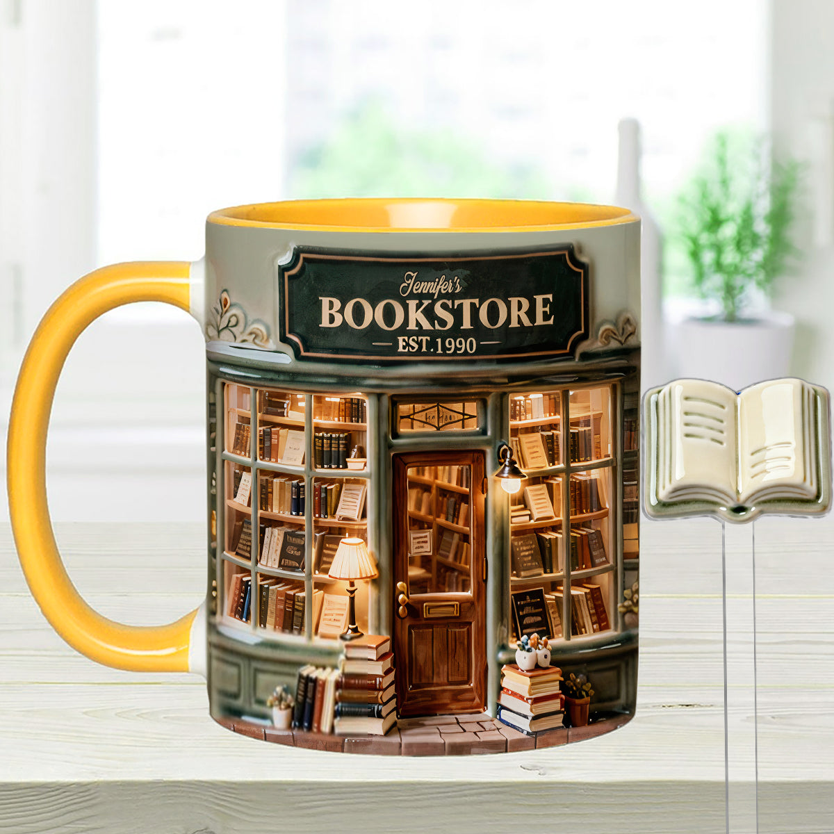 Love Books - Personalized Book Set Accent Mug with Acrylic Stirrers