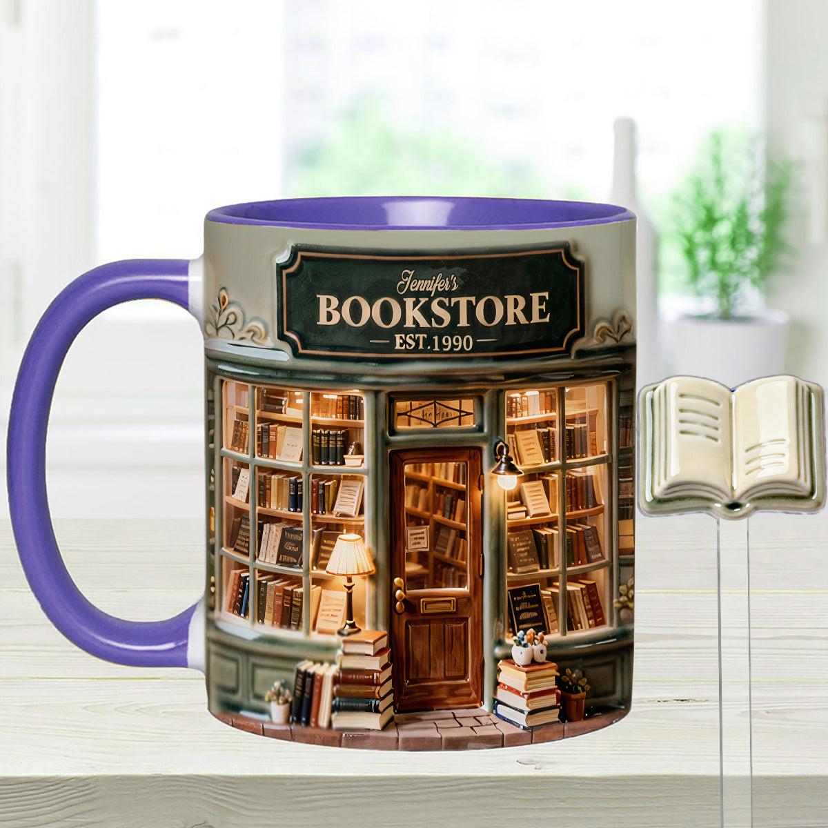 Love Books - Personalized Book Set Accent Mug with Acrylic Stirrers