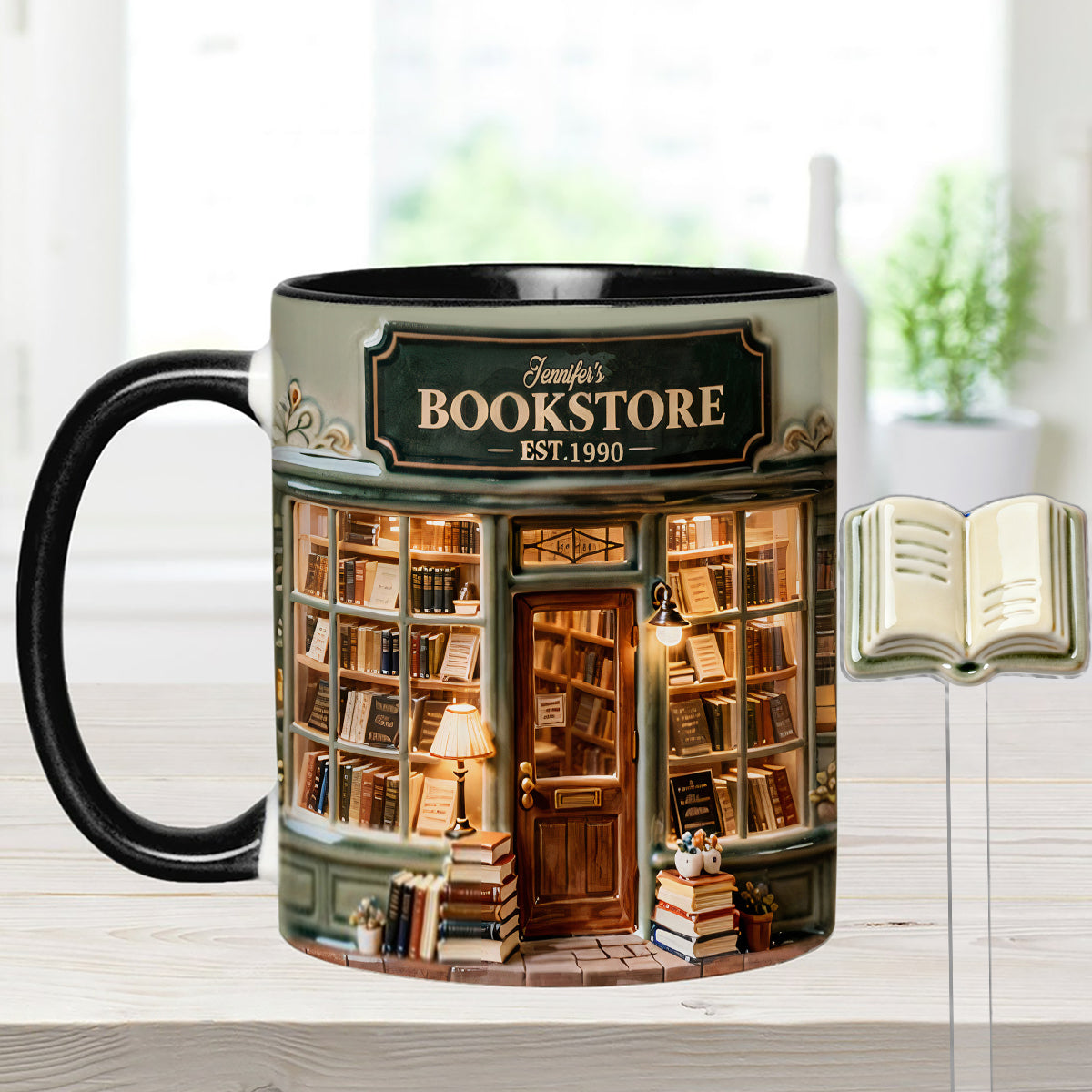 Love Books - Personalized Book Set Accent Mug with Acrylic Stirrers
