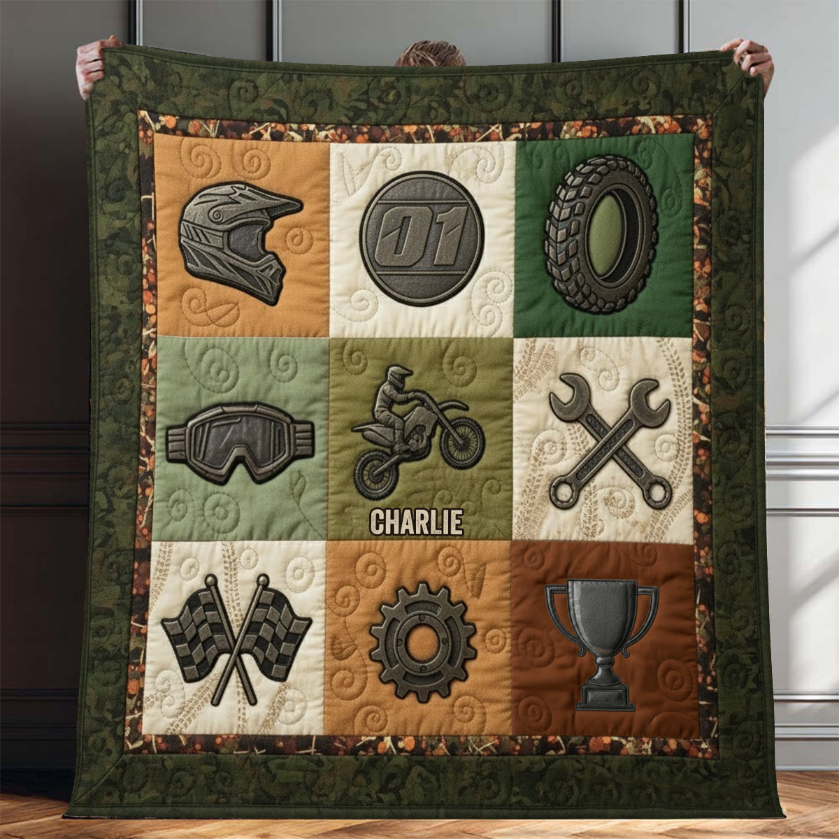 Motocross-Rennfahrer - Personalisierte Dirtbike-Decke