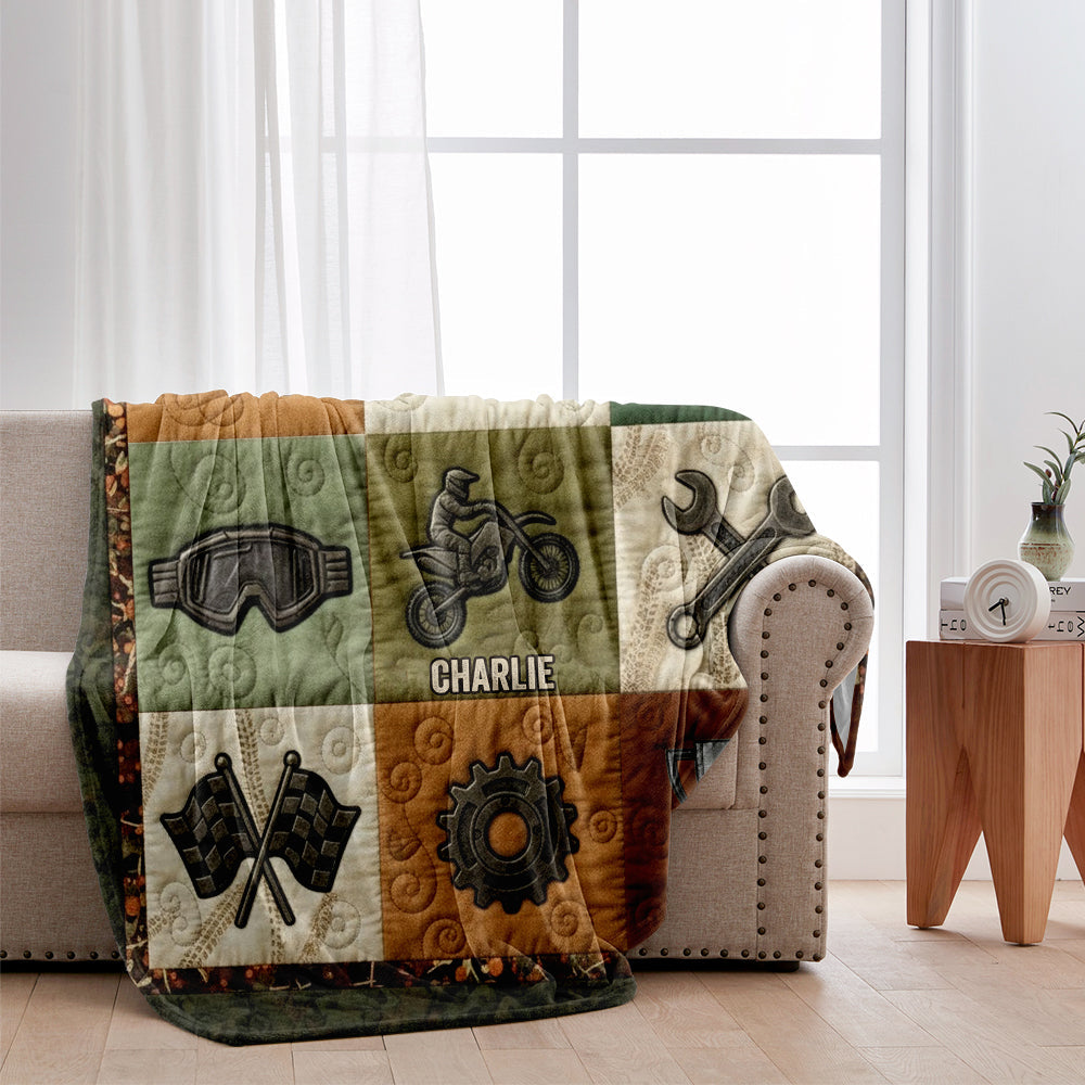 Motocross-Rennfahrer - Personalisierte Dirtbike-Decke