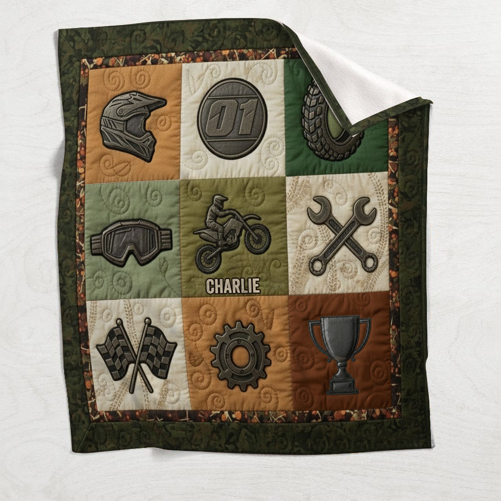 Motocross-Rennfahrer - Personalisierte Dirtbike-Decke