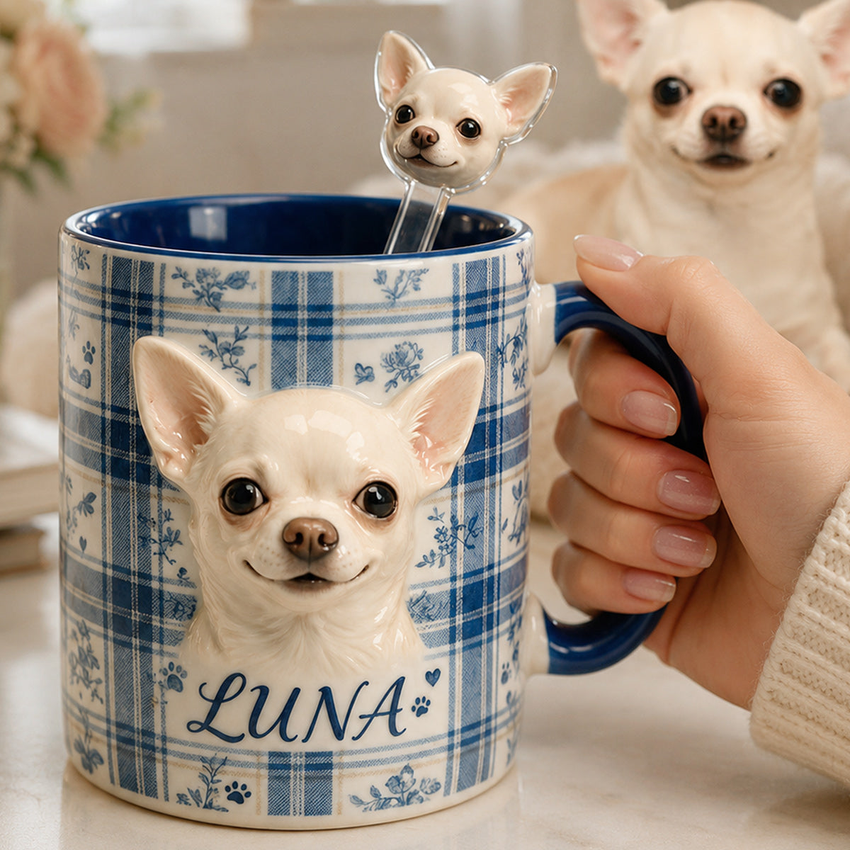 Personalisierte Tierfoto-Tasse - Individuelles Hundeset mit Acrylrührern