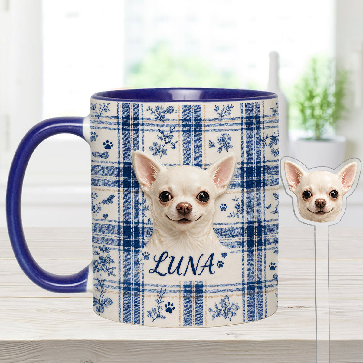 Personalisierte Tierfoto-Tasse - Individuelles Hundeset mit Acrylrührern