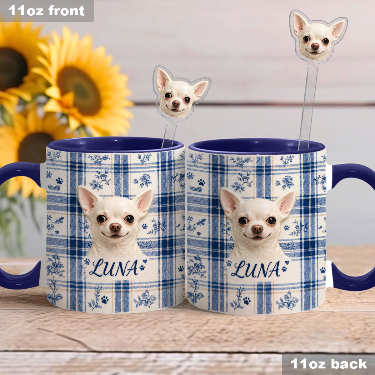 Personalisierte Tierfoto-Tasse - Individuelles Hundeset mit Acrylrührern