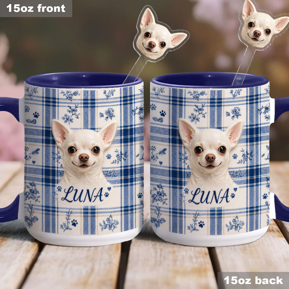Personalisierte Tierfoto-Tasse - Individuelles Hundeset mit Acrylrührern
