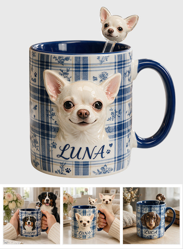 Personalisierte Tierfoto-Tasse - Individuelles Hundeset mit Acrylrührern