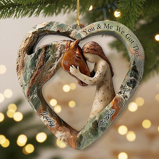 Heart Shaped Girl & Horse - Personalized Horse Ornament