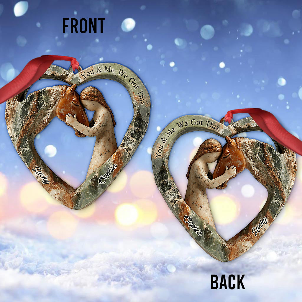 Herzförmiges Mädchen & Pferd – personalisierter Pferdeanhänger