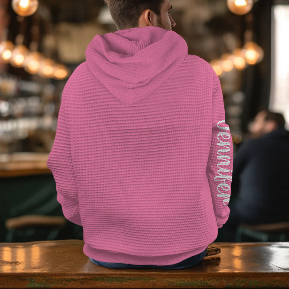 Im Oktober tragen wir Pink – Niedlicher Geist – Personalisierter Waffel-Hoodie zur Brustkrebsvorsorge