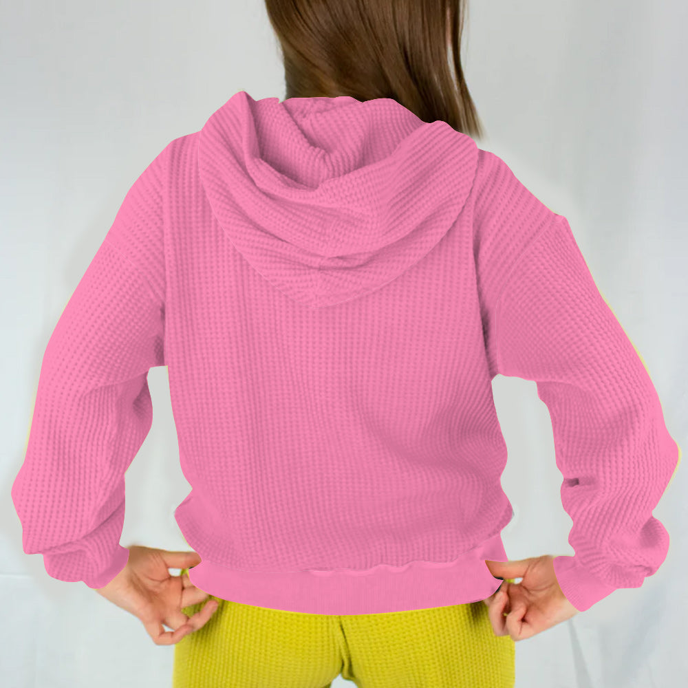 Im Oktober tragen wir Pink – Niedlicher Geist – Personalisierter Waffel-Hoodie zur Brustkrebsvorsorge