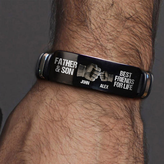 Vater und Sohn/Tochter – beste Freunde fürs Leben – personalisiertes Armband mit Gravur für den Vater