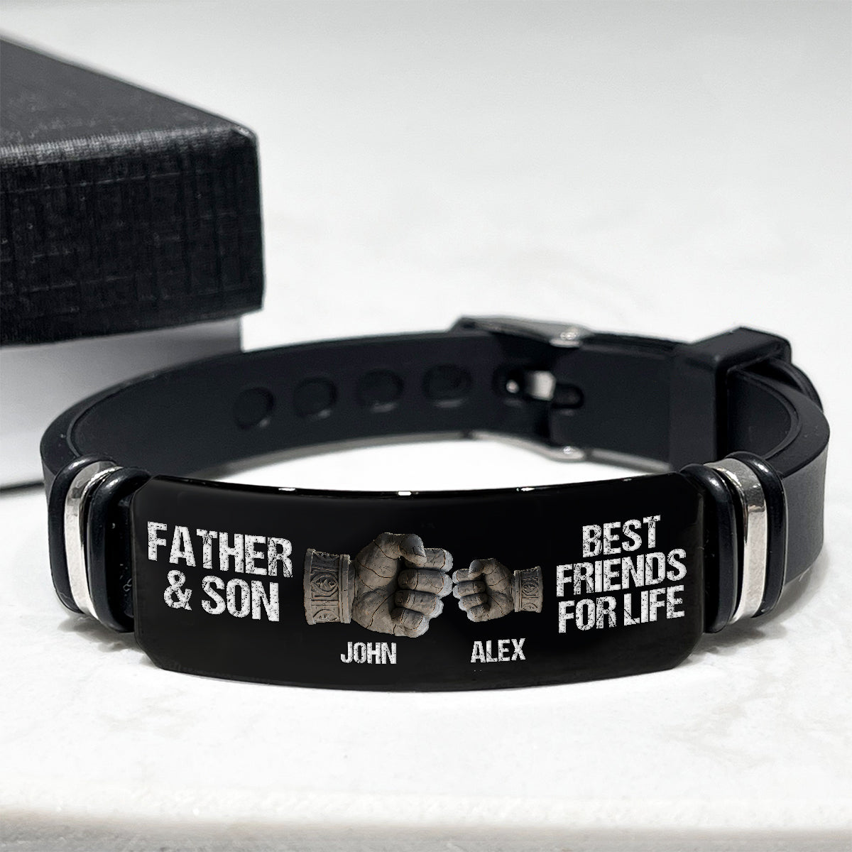 Vater und Sohn/Tochter – beste Freunde fürs Leben – personalisiertes Armband mit Gravur für den Vater
