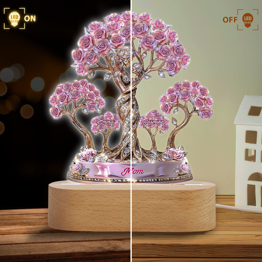 The Love Between Mother And Her Kids - Personalized Mother Shaped Plaque Light Base