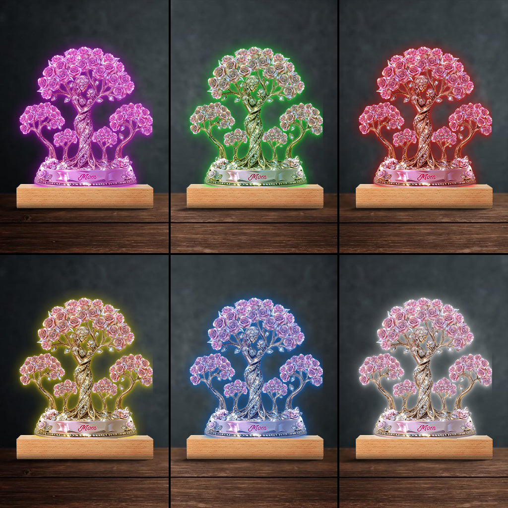 The Love Between Mother And Her Kids - Personalized Mother Shaped Plaque Light Base