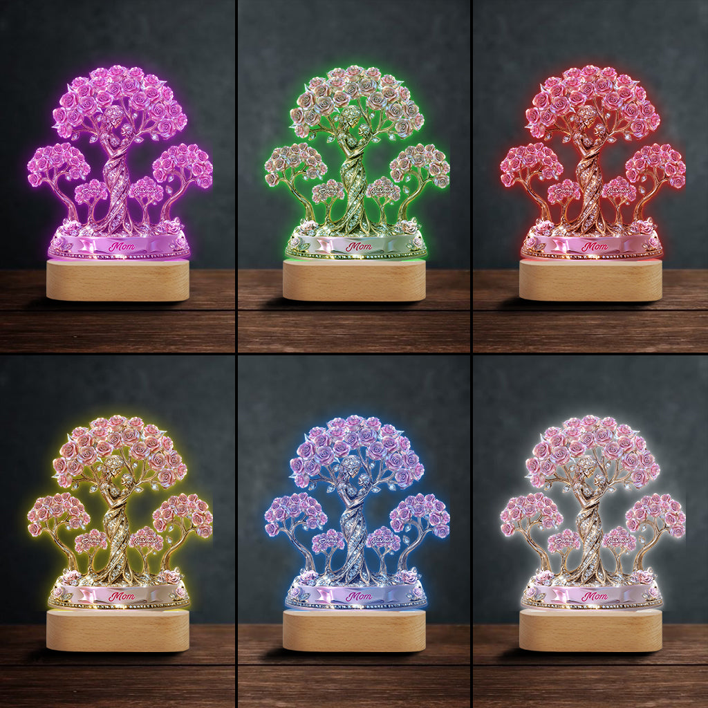 The Love Between Mother And Her Kids - Personalized Mother Shaped Plaque Light Base