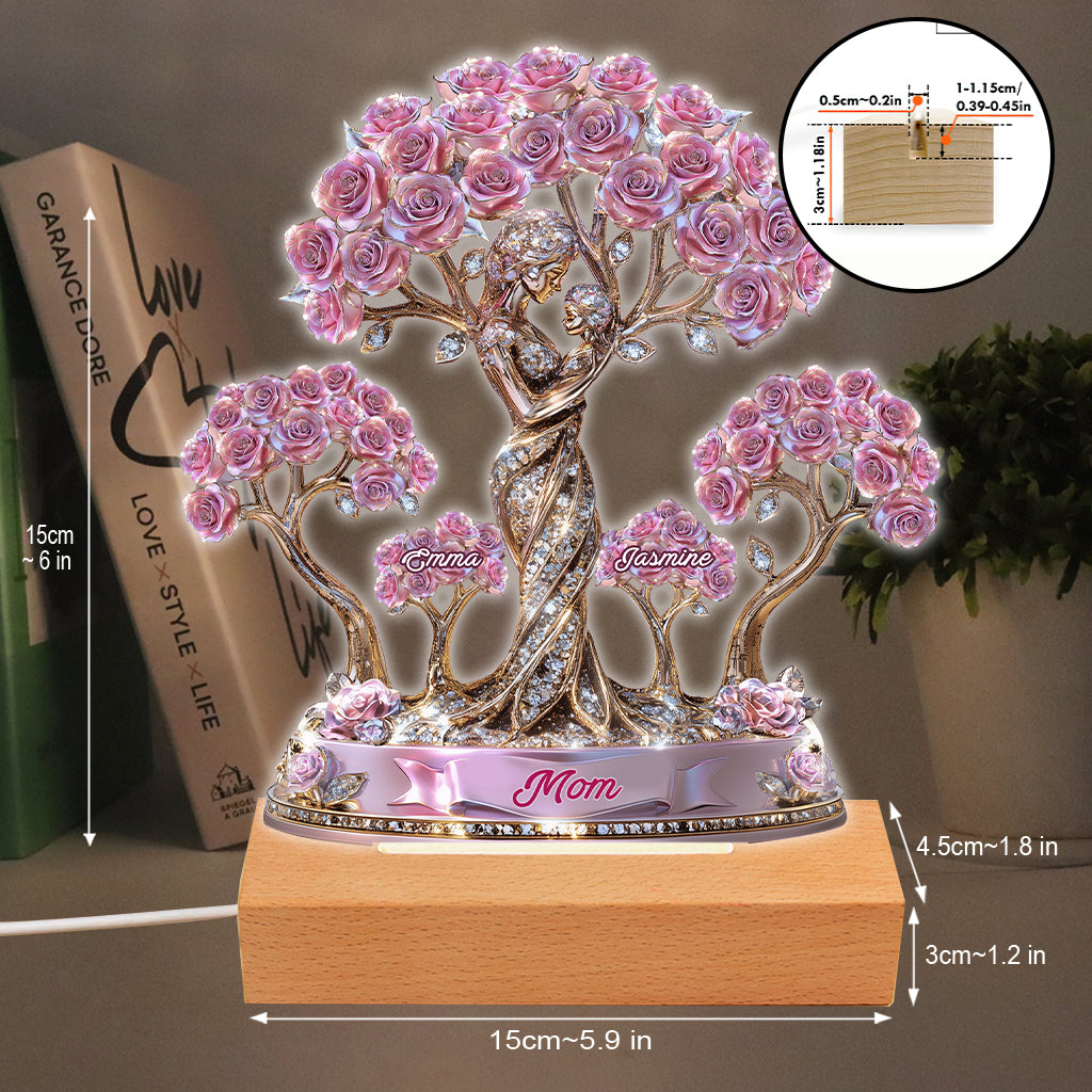 The Love Between Mother And Her Kids - Personalized Mother Shaped Plaque Light Base