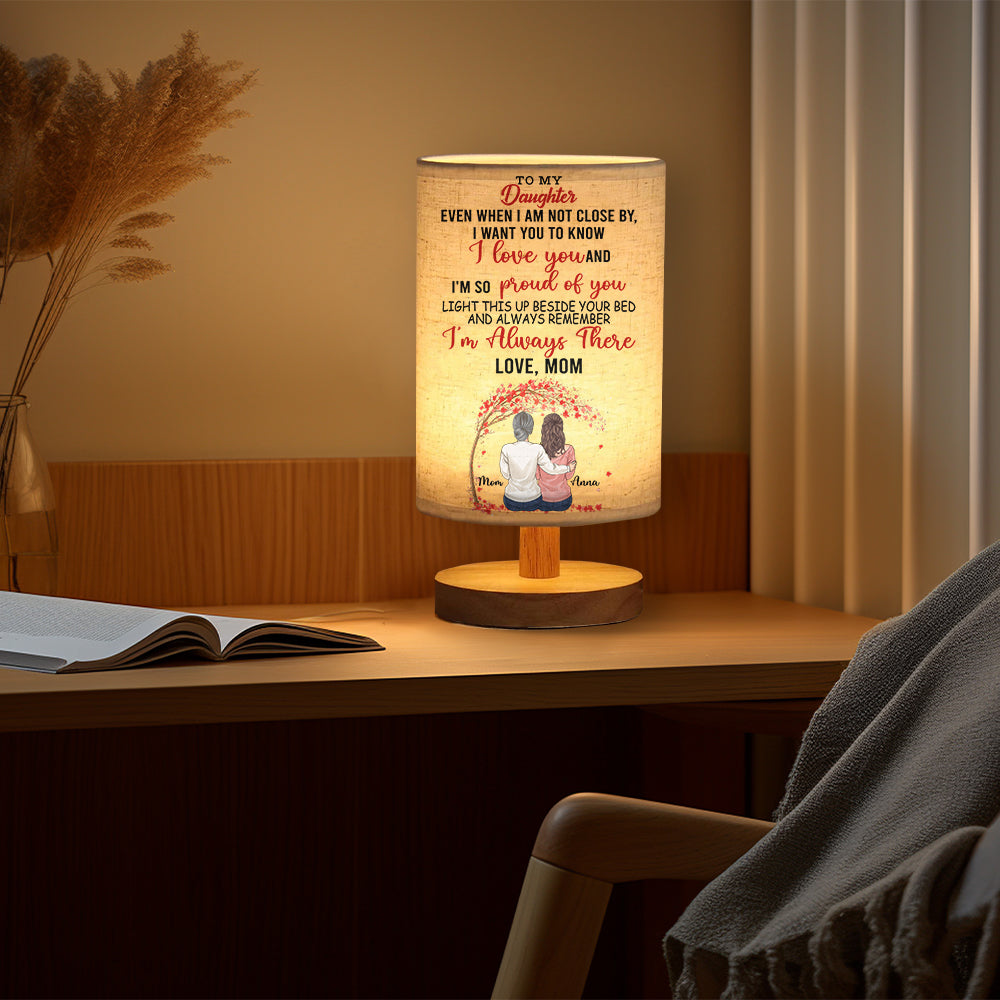Light This Up When You Miss Me - Personalized Daughter Tableside Lamp With Wood Base