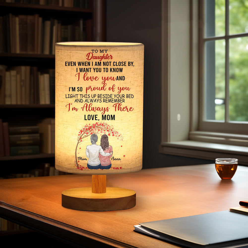 Light This Up When You Miss Me - Personalized Daughter Tableside Lamp With Wood Base