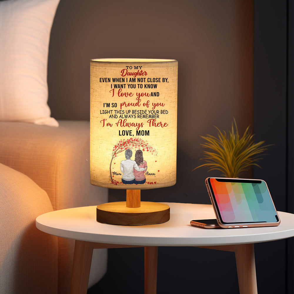 Light This Up When You Miss Me - Personalized Daughter Tableside Lamp With Wood Base