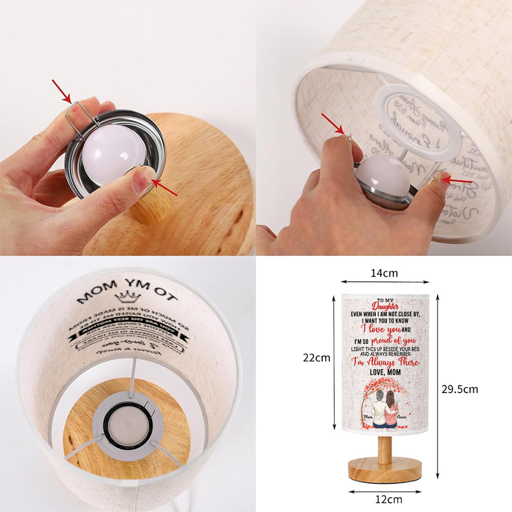Light This Up When You Miss Me - Personalized Daughter Tableside Lamp With Wood Base