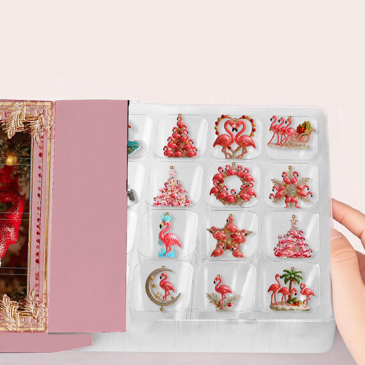 Weihnachtsflamingo – Personalisierter Flamingo-Adventskalender mit Ornamenten