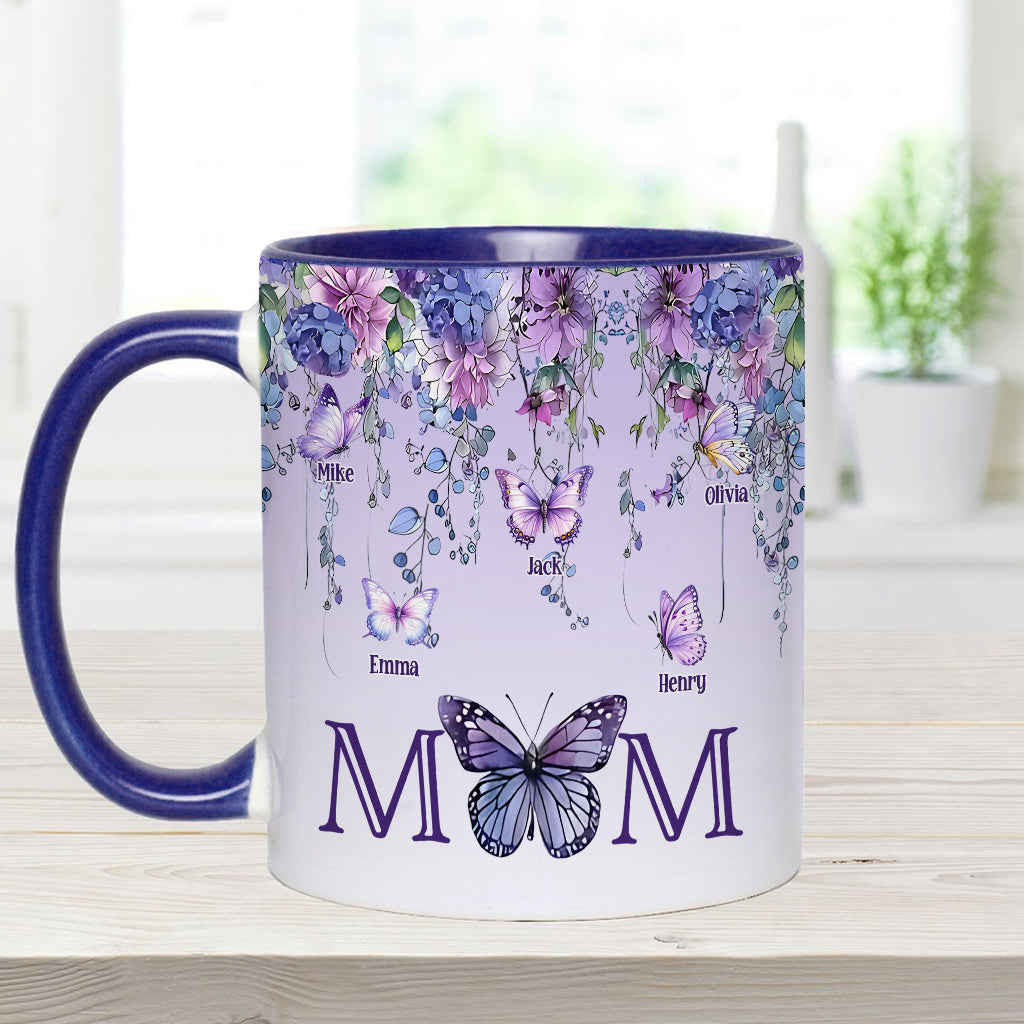 Mother And Children Butterfly - Personalized Mother Accent Mug