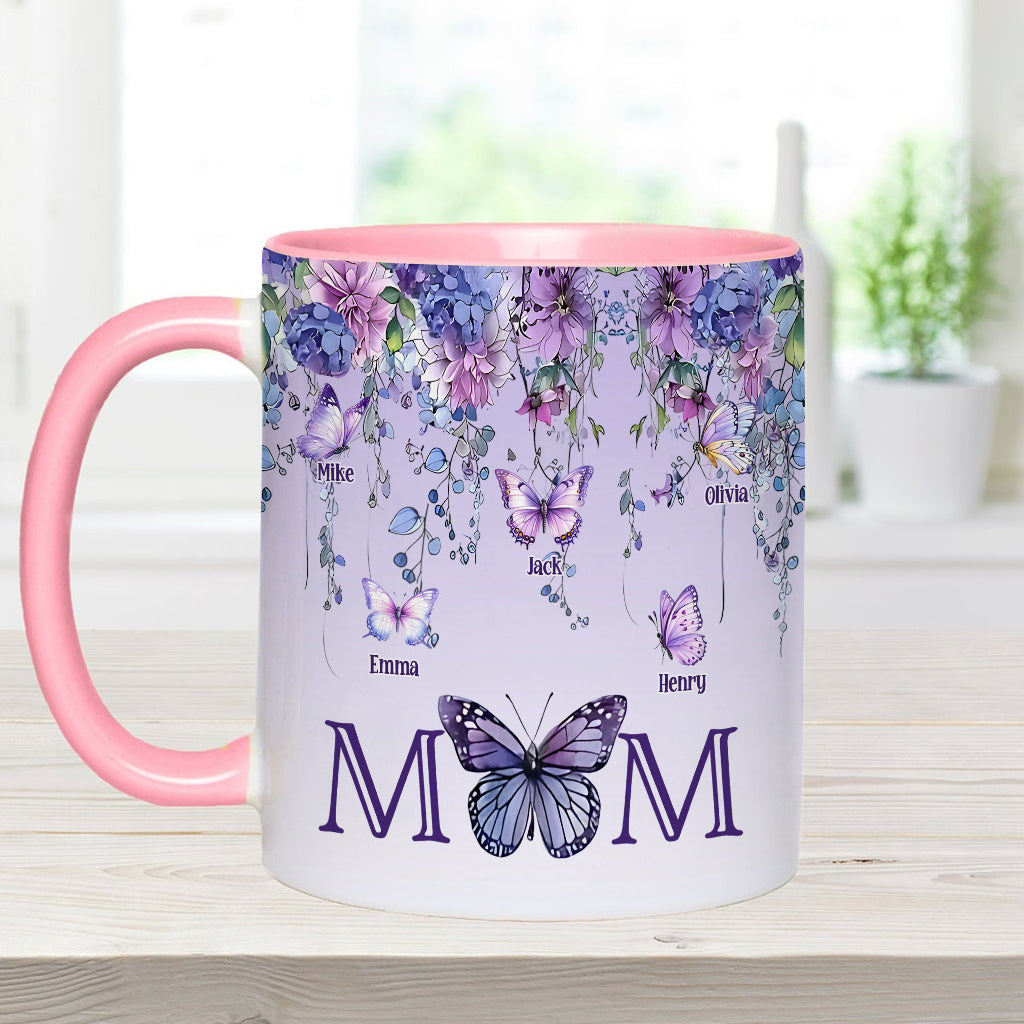 Mother And Children Butterfly - Personalized Mother Accent Mug