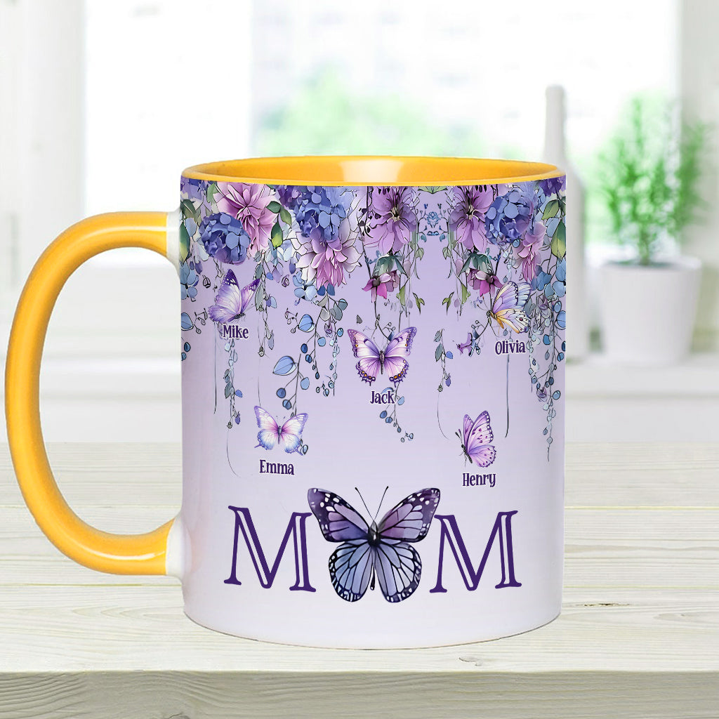 Mother And Children Butterfly - Personalized Mother Accent Mug