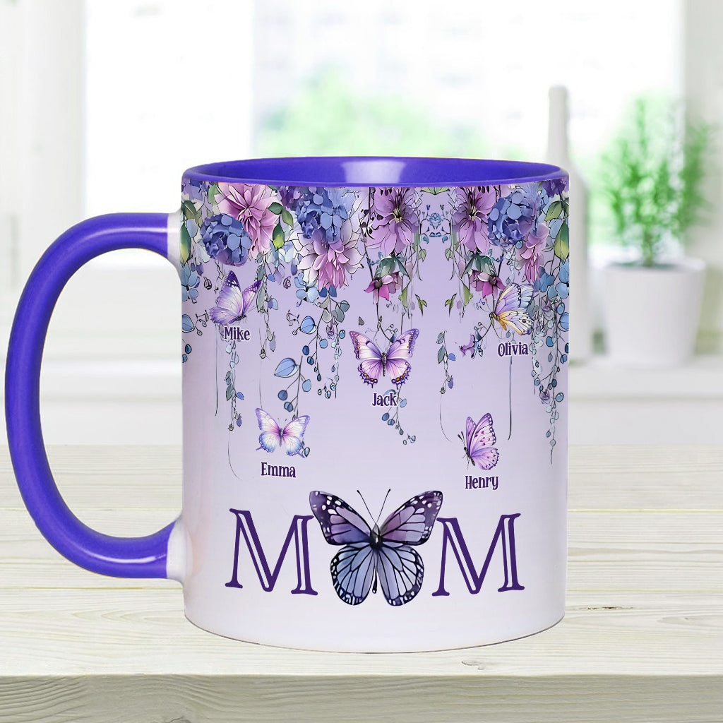 Mother And Children Butterfly - Personalized Mother Accent Mug