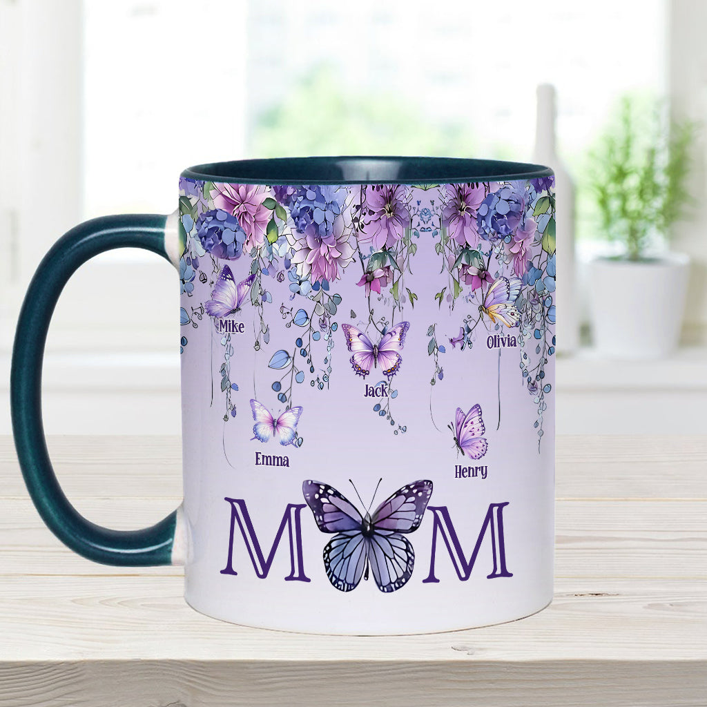 Mother And Children Butterfly - Personalized Mother Accent Mug